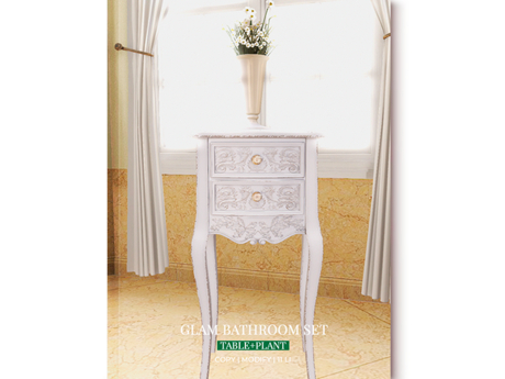 Second Life Marketplace - MINIMAL - Glam Bathroom Set -Table+Plant-